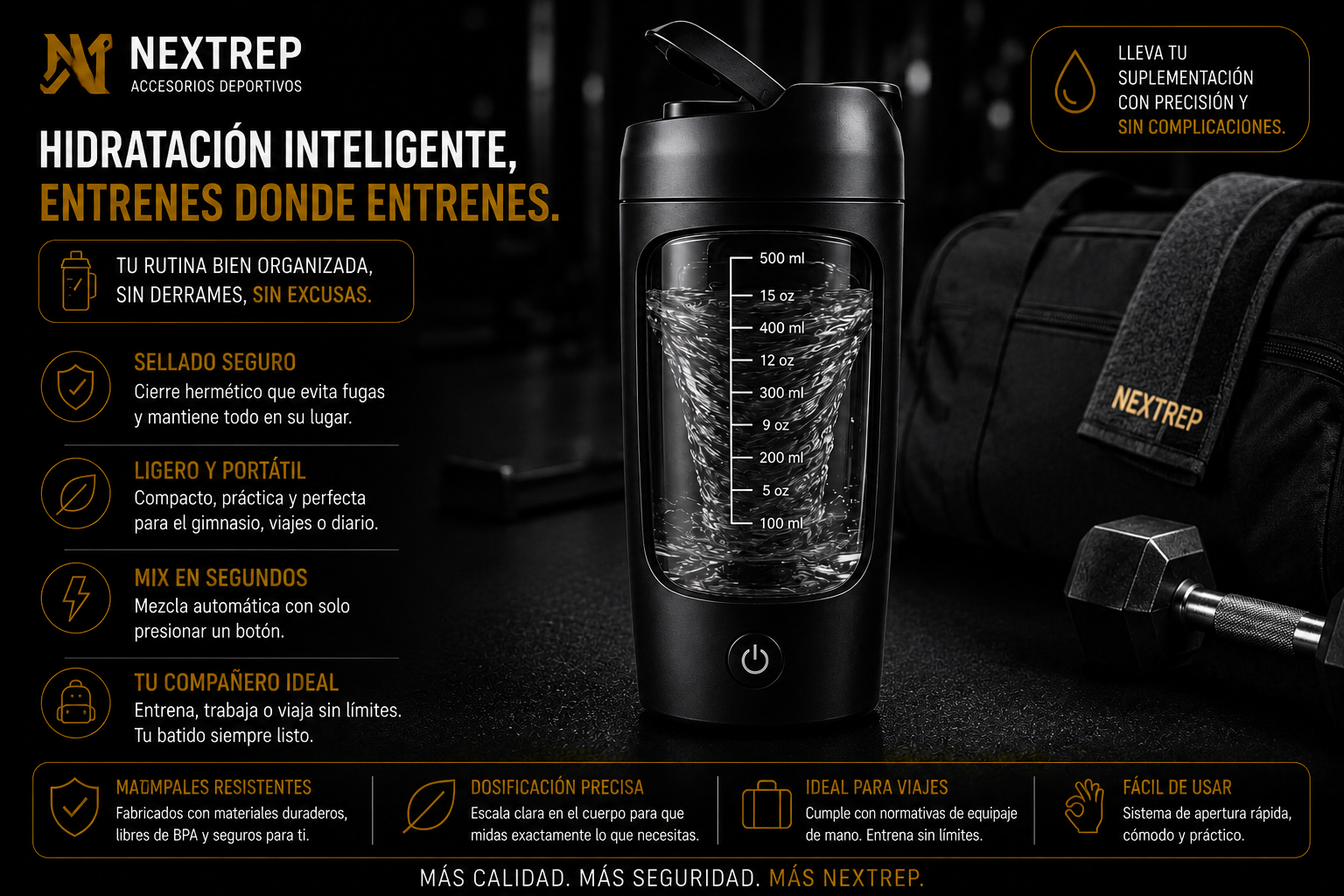 NEXTREP Mix™ | Shaker Eléctrico Recargable