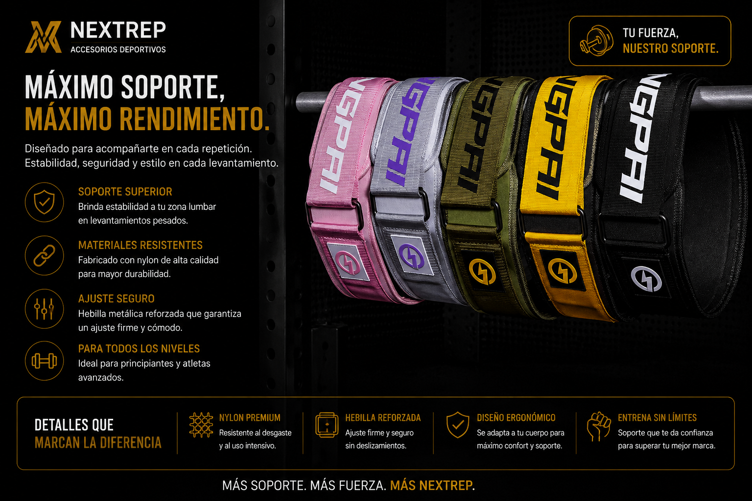 Cinturón de Levantamiento de Pesas Profesional | NextRep™